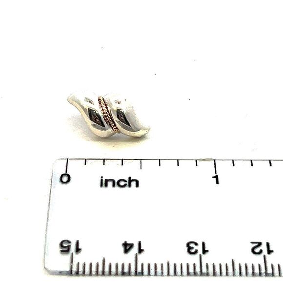 Tiffany & Co Estate Earrings With Original Back Sterling Silver 14k Gold TIF708 - Picture 7 of 7